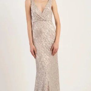 Jenny Yoo Billie Dress Silver/Nude Size 12